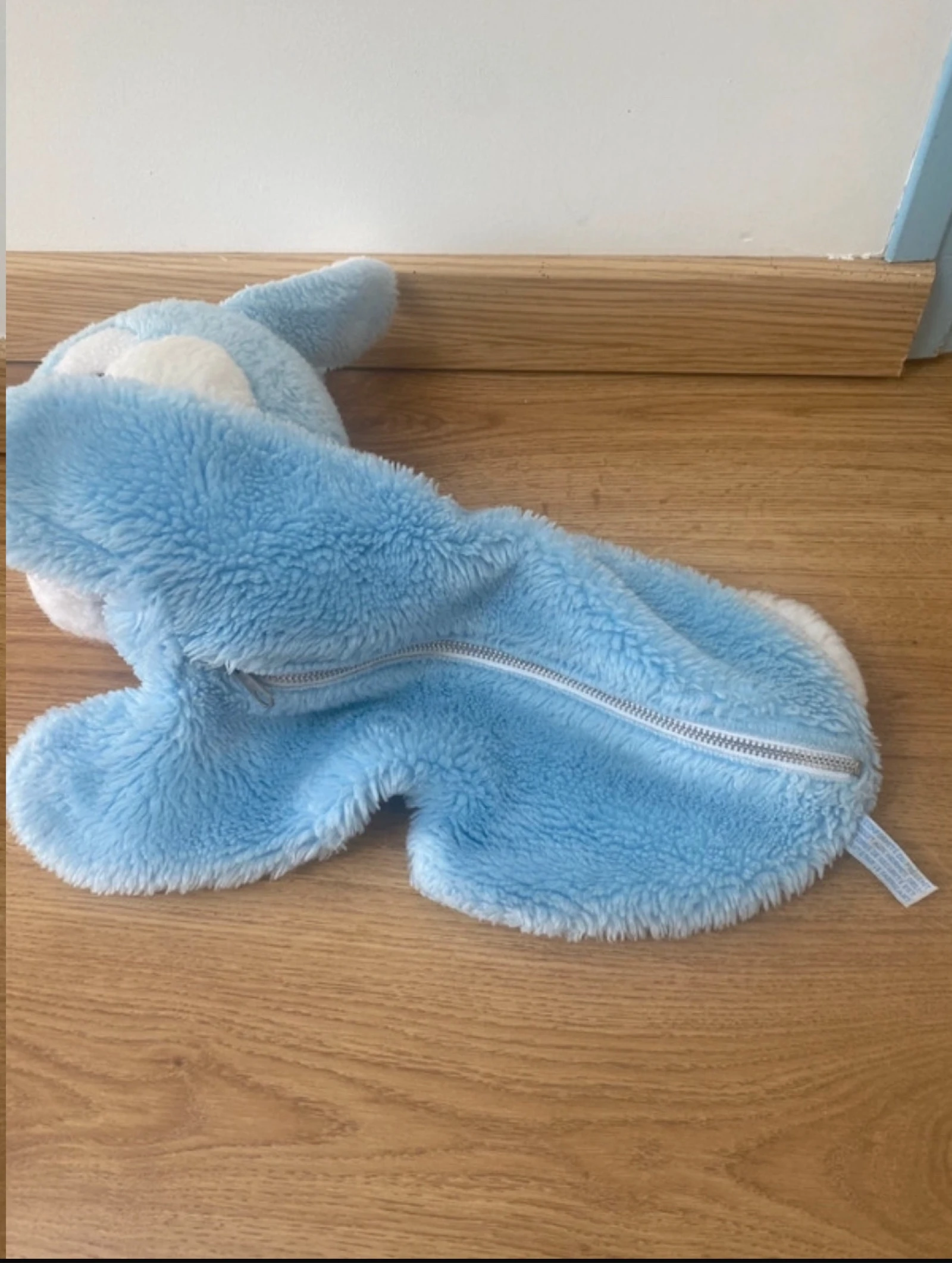 Urso de pelúcia coelho pijama vintage listrado azul e branco – photo 5